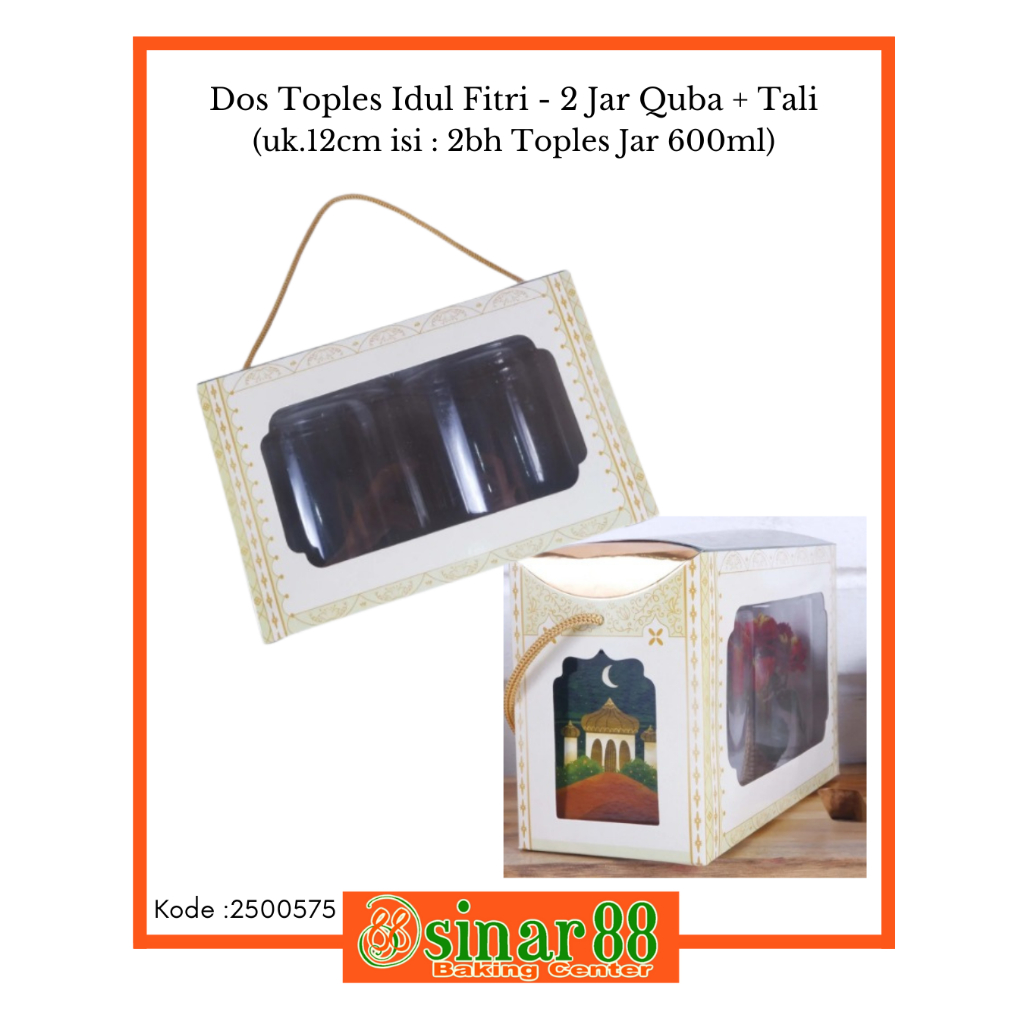 

Dos Toples Idul Fitri - 2 Jar Quba + Tali (uk.12cm isi : 2bh Toples Jar 600ml)