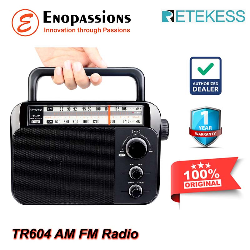 Retekess TR604 Radio Analog FM AM Bertenaga Baterai dan Listrik AC 220V