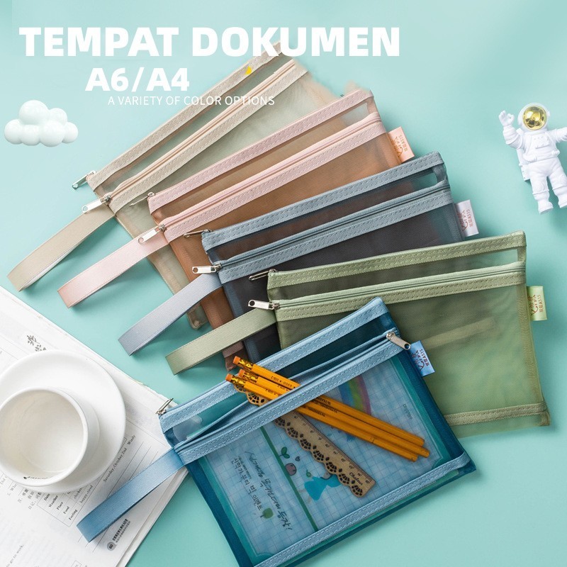 

Tas Mesh Transparan A4 A6 Kotak Pensil Portabel Tempat Pensil Tas Kosmetik Tas Penyimpanan