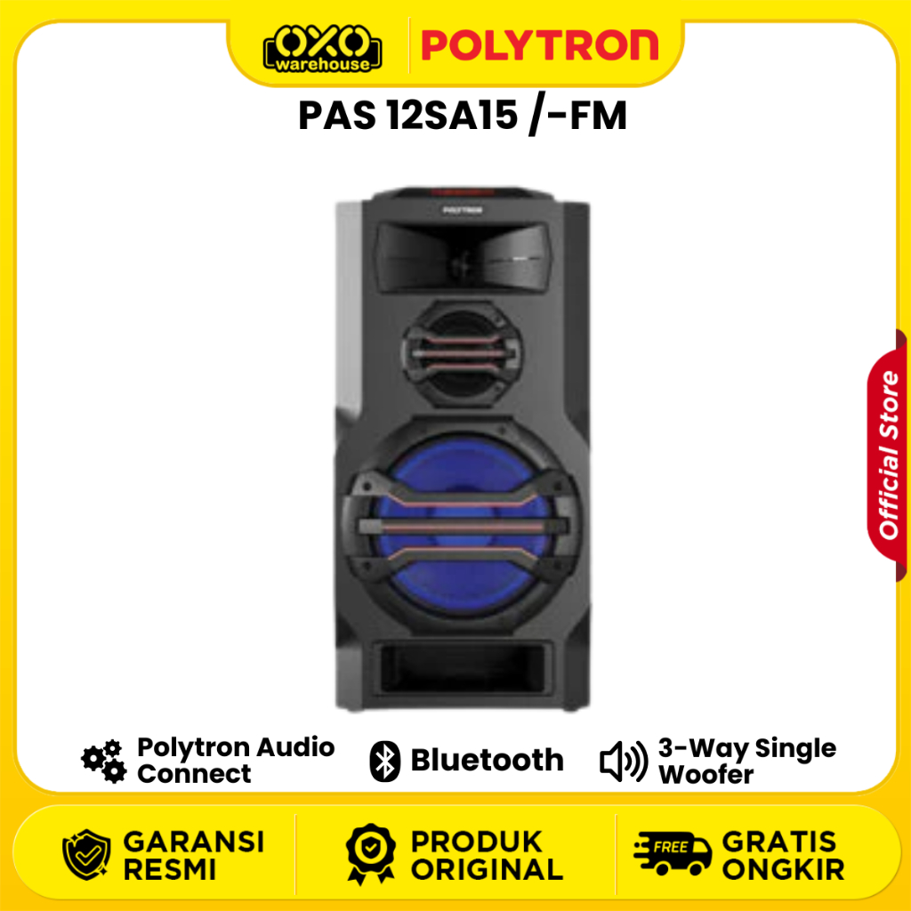 POLYTRON Speaker Aktif PAS-12SA15 Super Bass & Bluetooth 3-Way Speaker System Garansi Resmi