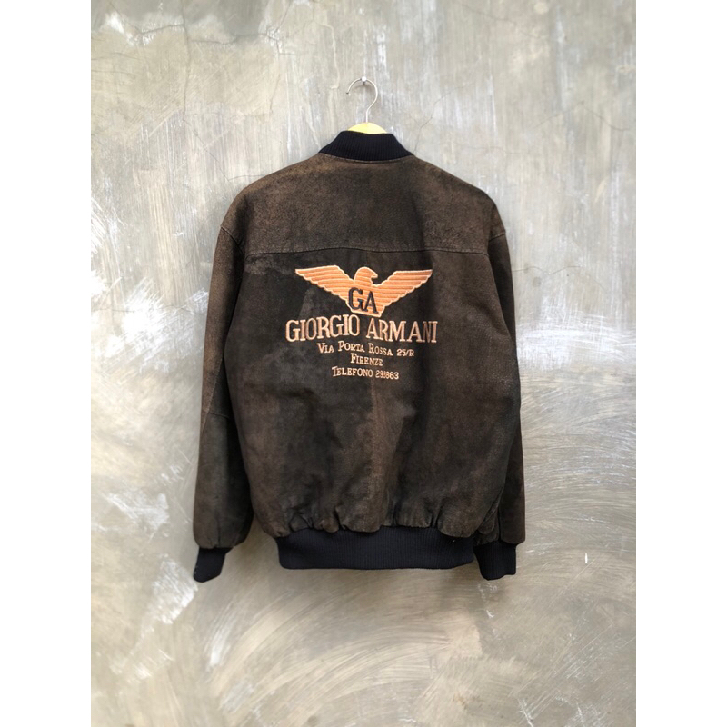 Vintage Giorgio Armani Leather Bomber Jacket
