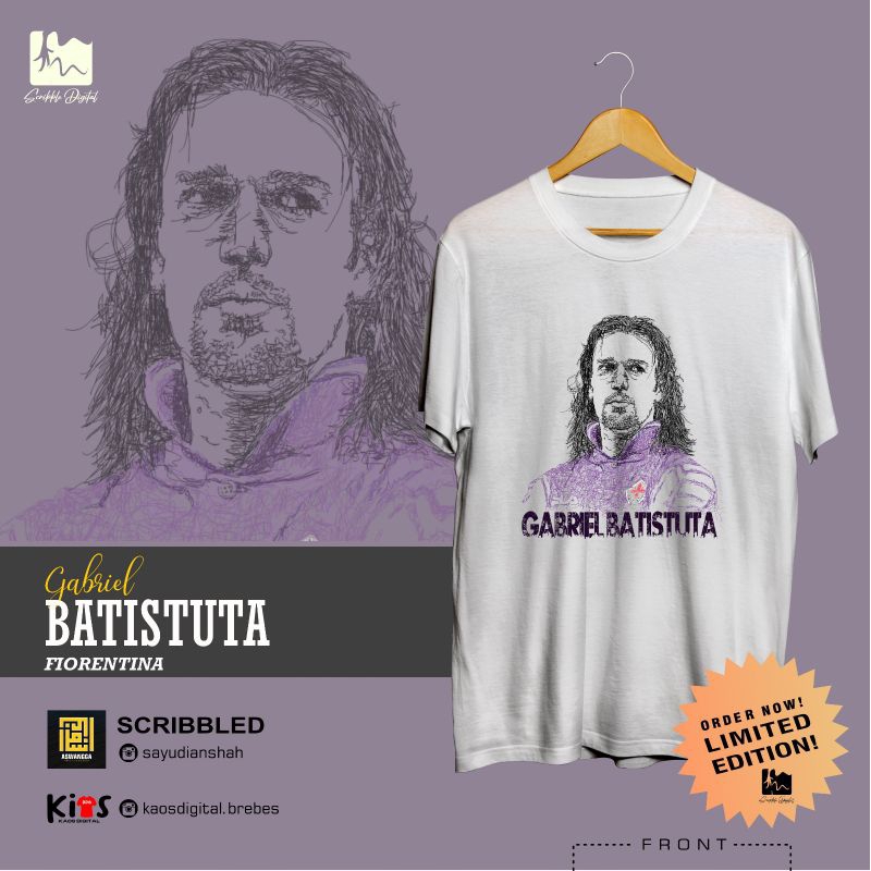 Grabiel Batistuta Scribble art Limited edition