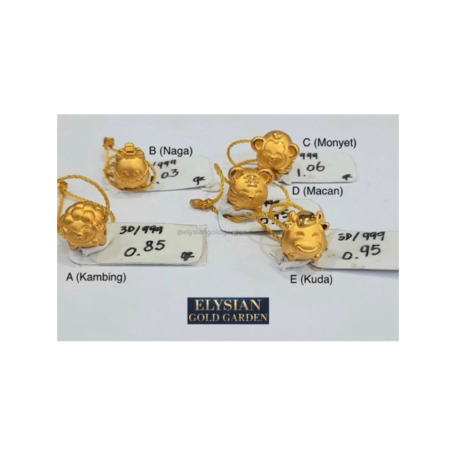 Charm Emas Shio Gelang Tali