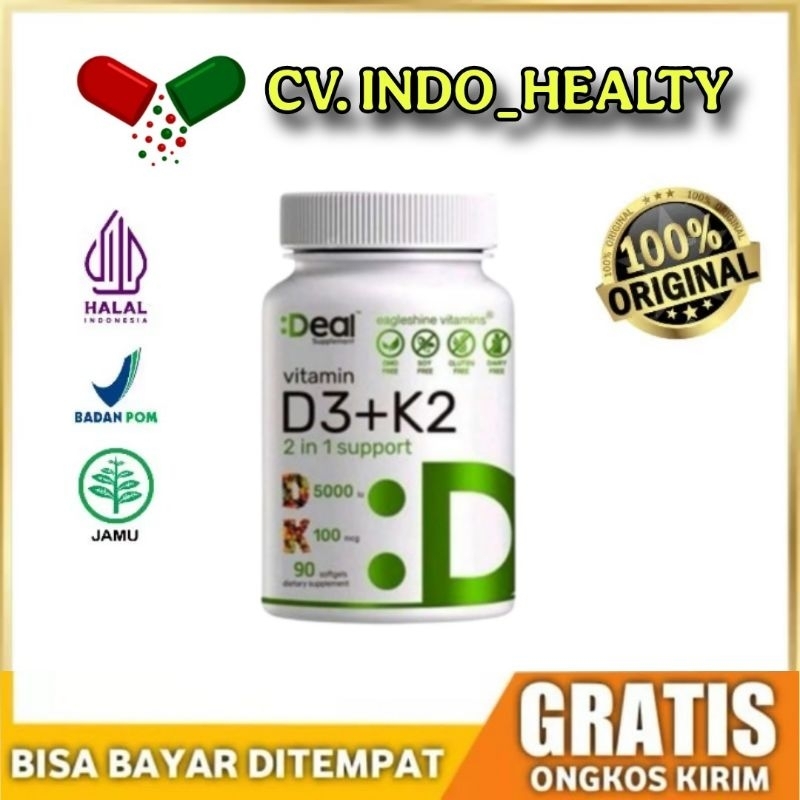 Deal Vitamin K2 + D3 2 in 1 Support D 5000iu K 100mcg 90 Softgel Original
