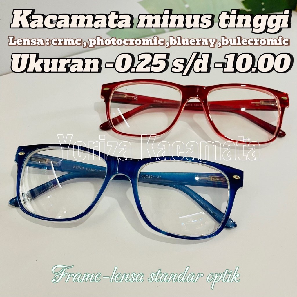 KACAMATA MINUS TINGGI LENSA PHOTOCROMIC, BLUECROMIC, BLUERAY kacamata minus photocromic