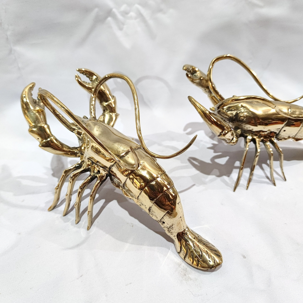 brass shrimp lobster decoration hiasan udang lobster kuningan emas