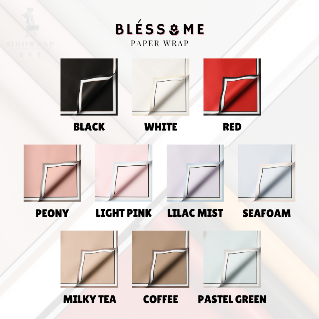 

(5 LEMBAR) Flower Wrapping Paper Triple Color List / Black and White List / Triple Color Frame Kertas Buket Bunga Florist Cellophane Pembungkus Kertas Hand Bouquet