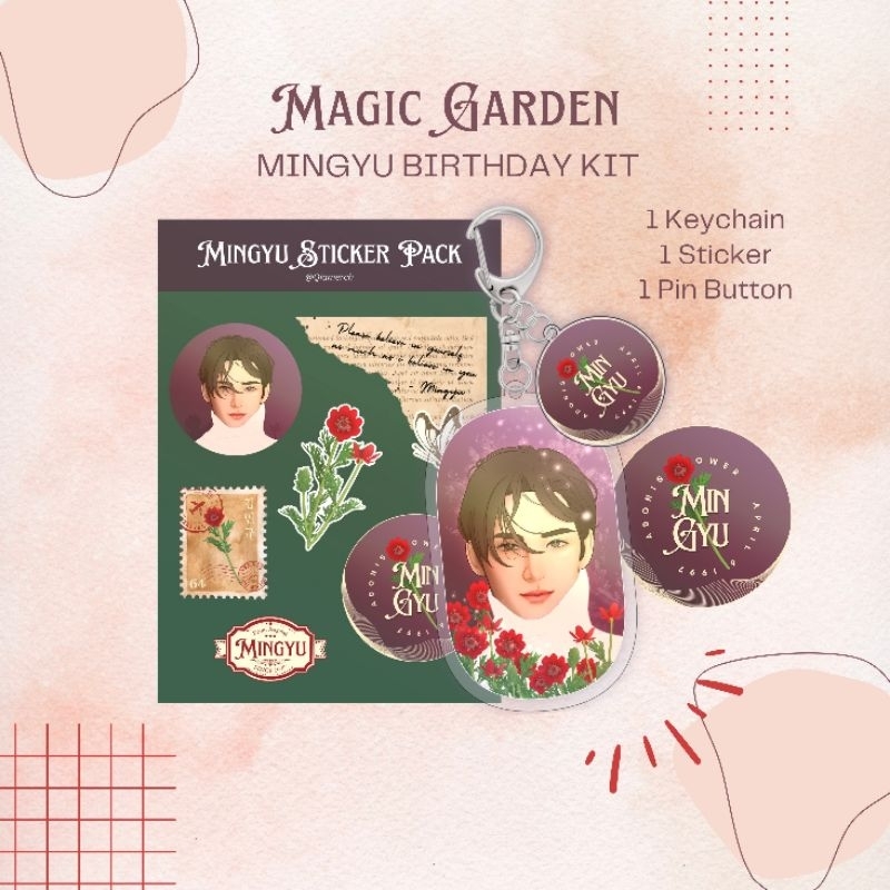 Mingyu Birthday KIT - Mingyu Seventeen - Keychain Gantungan Kunci Sticker Stiker Pin