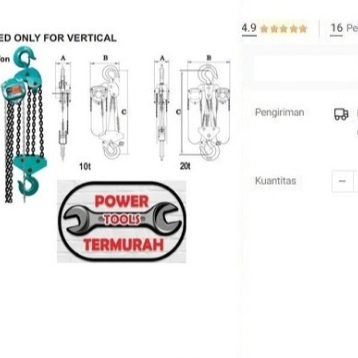 

Chain Block WIPRO 2T x 3M Takel Katrol Hoist Lift 2 Ton x 3 Meter