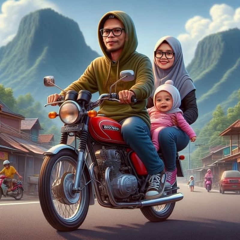 Jasa Edit Foto karikatur Digital keluarga Pasangan Anniversary Perpisahan