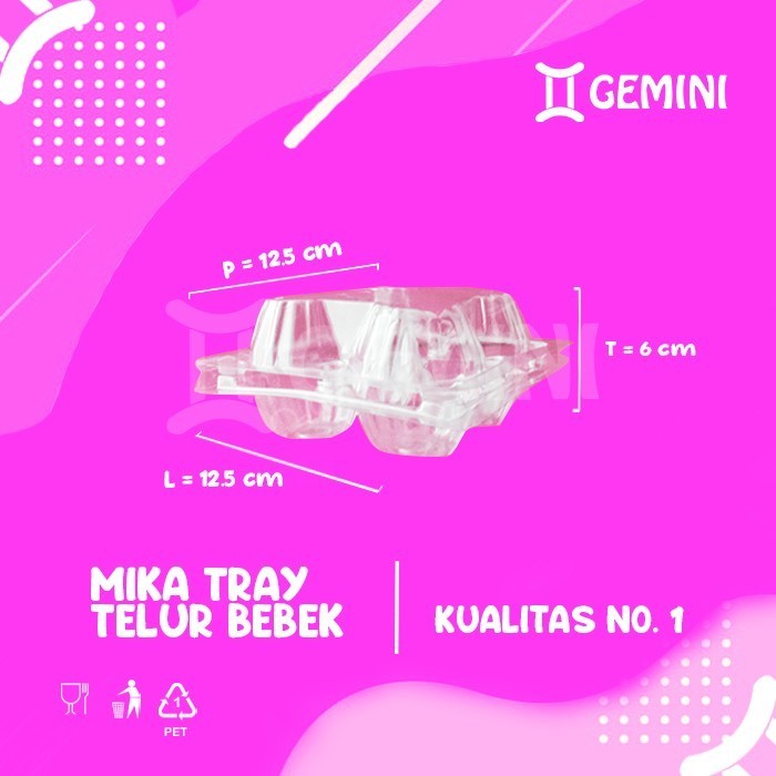 800 Pcs - Mika Tray Telur Isi 4 Butir Telur Per Dus / Mika Telur Bebek + Kancing