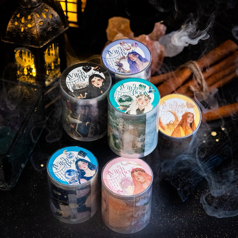 

(IAS) Washi Tape Sticker Roll PET Deco Journal Witch Retro Dark Magic School Fairy PET