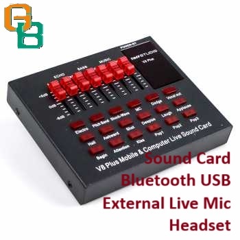 Sound Card Bluetooth USB External Live Mic Headset - V8 Plus
