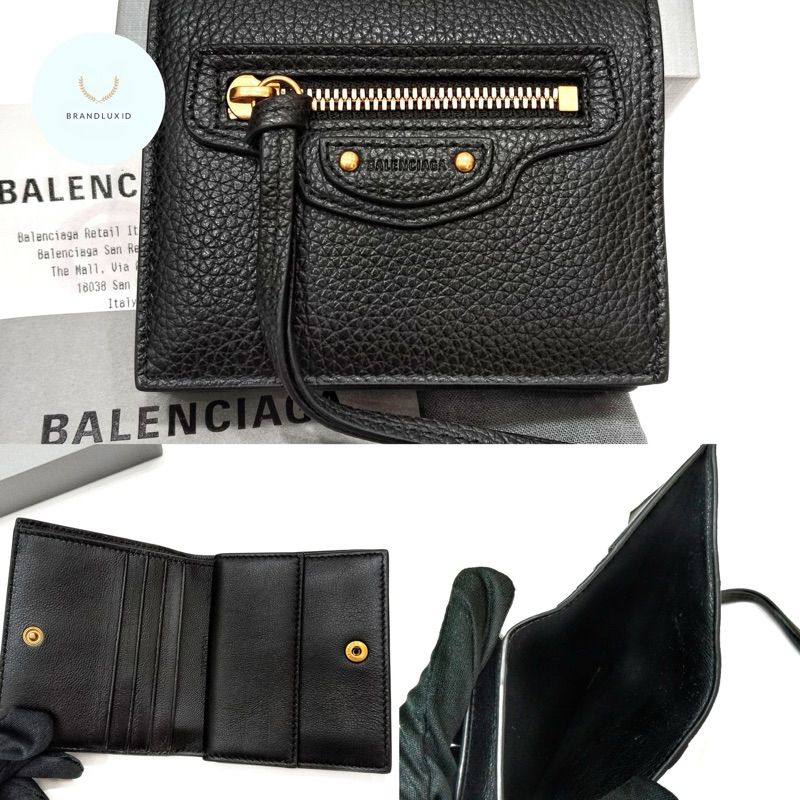 Balenciaga Neo classic mini wallet bifold leather Black GHW