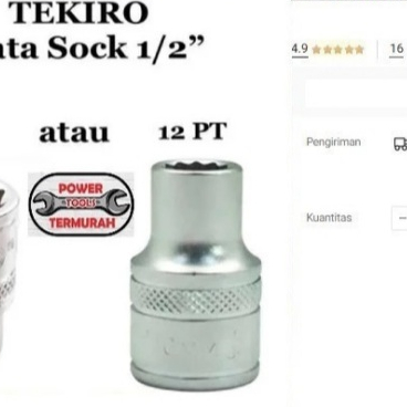 

Mata Kunci Sock TEKIRO 1/2" 9mm 6PT or 12PT Hand Socket Shock Sok 9 mm