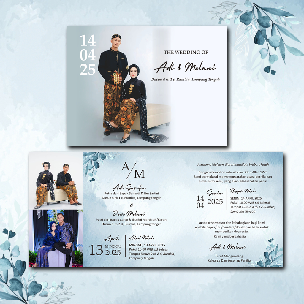 Undangan Pernikahan Lipat 2 Simple Elegan Free Foto