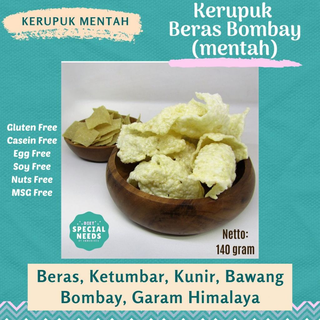 

Kerupuk Beras Bombay Mentah - Gluten & MSG Free - Diet Special Needs