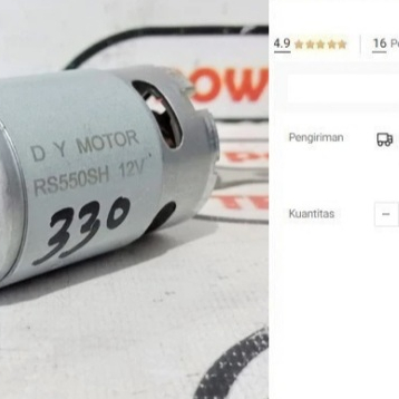 

Motor Dinamo Bor Baterai NRT PRO DC 330 12V Cordless Drill DC330