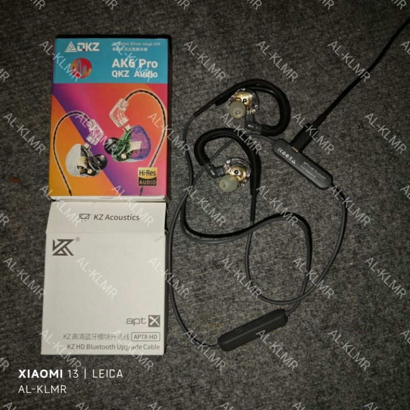 QKZ AK6 Pro Transparan + KZ APTX HD Bluetooth 5.0