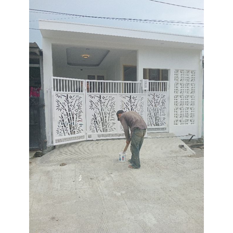 Pagar Minimalis Motif Bambu Potong Laser Cutting – Full Plat Besi Jabotabek