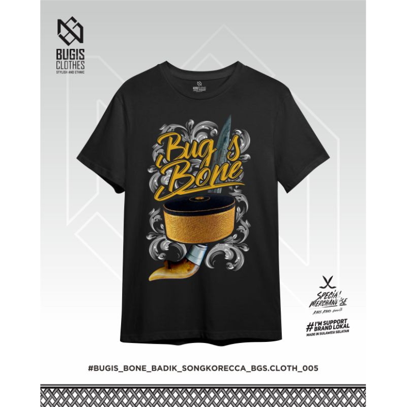 baju kaos bugis bone desain badik & songkok recca. bahan kaos combet 24 s premium.