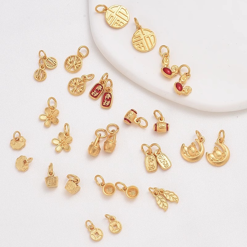 Copper plated gold drops oil Ruyi Fortune Mini pendant Handmade diy bracelet small pendant pendant