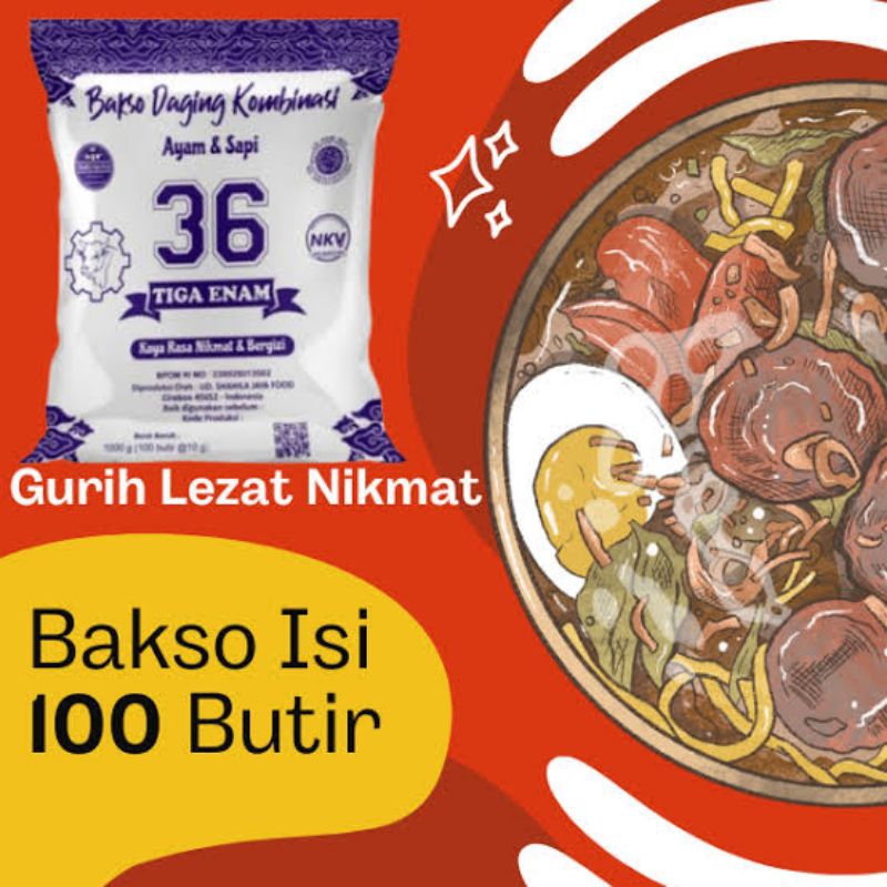 

Bakso 36 isi 100 butir Daging Kombinasi Ayam & Sapi