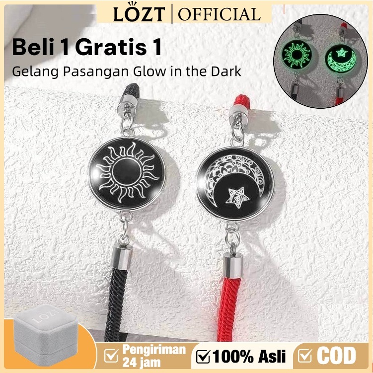 【Beli 1 Gratis 1】Gelang Pasangan Couple Glow in the Dark Bintang Bulan Titanium Gelang LDR Bergetar 