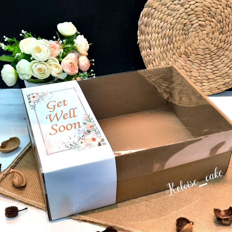 

isi 5 pcs /@ 14.000 )BOX PUDDING UKR 22x22x10 + PAPERBELT GET WELL S