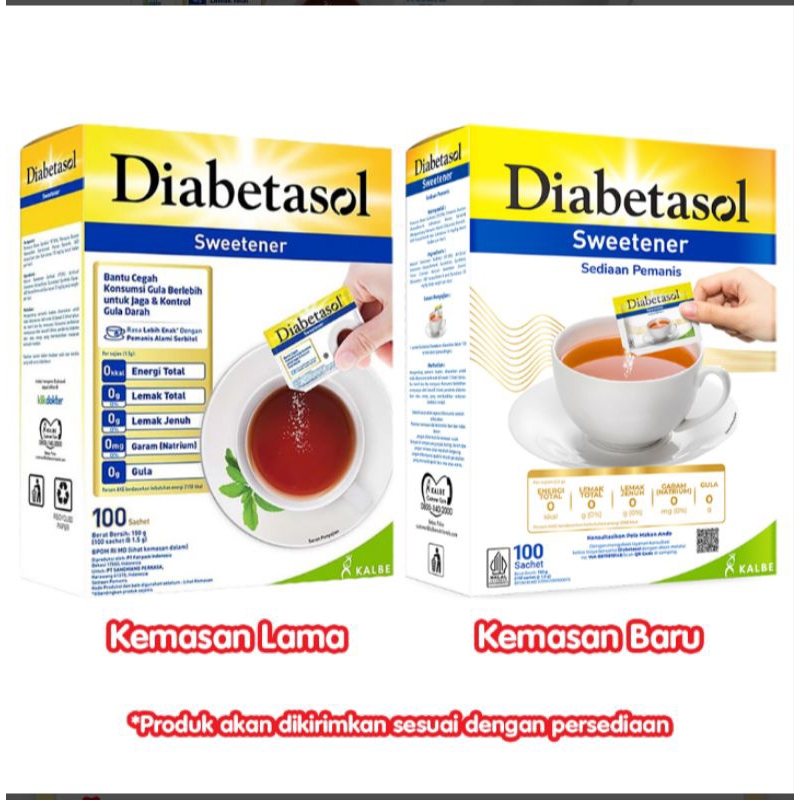 

Diabetasol Sweetener Gula Zero Calorie isi 100 sachet