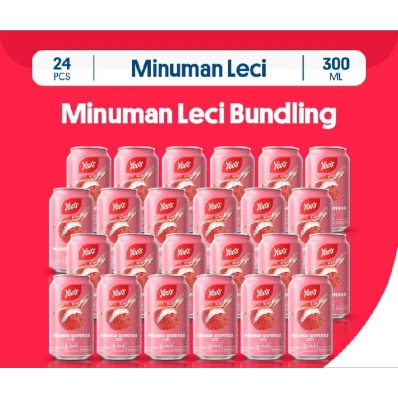 

Yeos lychee minuman Kaleng can 300 ML 1 dos isi 24 kaleng