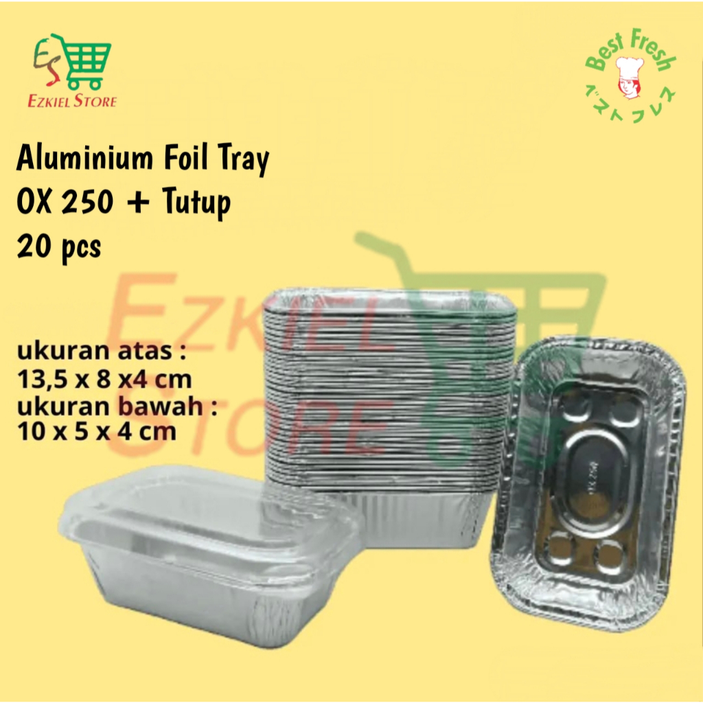 Best Fresh Aluminium Foil Tray OX250 + Tutup @20 pcs | Aluminium Cup OX 250