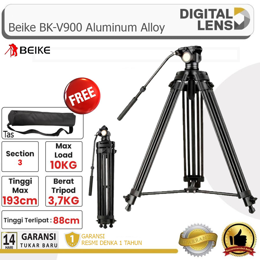 Beike BK-V900 Aluminum Alloy Tripod Kamera Beike V-900 Tripod RESMI