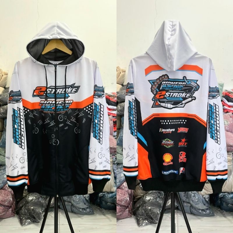 jaket racing - jaket 2stroke - jaket racing 2stroke full printing motif terbaru size L XL XXL