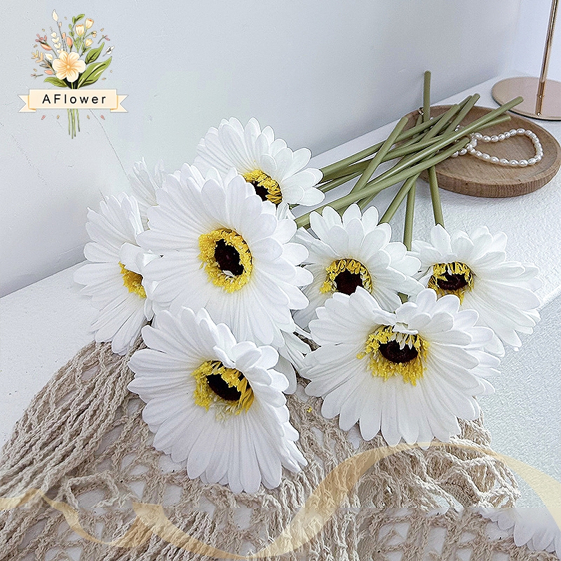 Bunga Daisy Single Putih Jumbo Buket Bunga Plastik Dekorasi Pesta Pernikahan Bunga Hiasan Ruang Tamu
