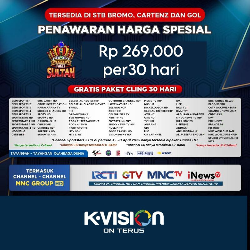 Paket Sultan Kvision Bromo Cartenz dan GOL Kvision