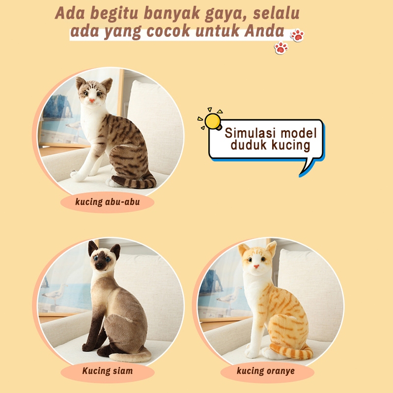 Boneka Kucing Mewah Lucu Boneka Hewan Lembut Mainan Anak Kucing Mewah untuk Hadiah Ulang Tahun Bayi
