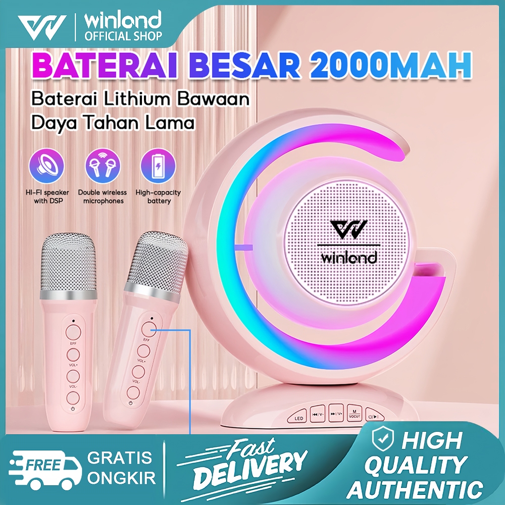[COD] Winland  Speaker bluetooth Karaoke 2 mic Family KTV Baru Portable Smart Lantern Bluetooth Spea