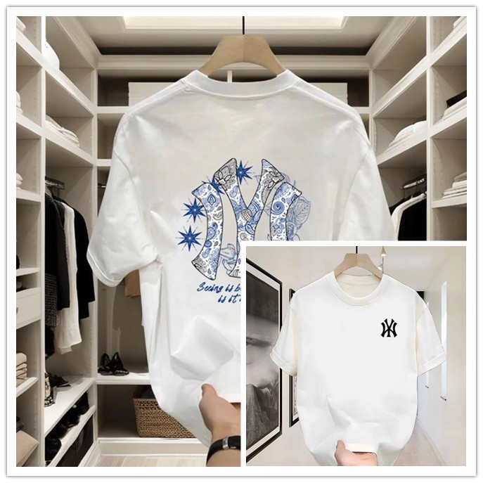 (COD) T shirt pria Kaos Lengan Pendek Katun Murni Tampan Gaya Amerika Atasan Kerah Bulat Bercorak Me