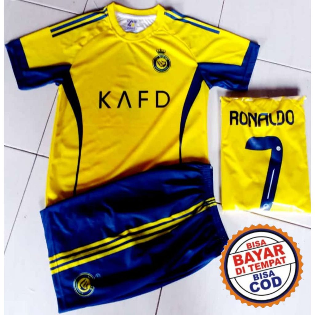 Baju bola Anak laki laki Ronaldo Al NASR ARAB | Baju bola anak Setelan Baju Bola anak Ronaldo Messi 