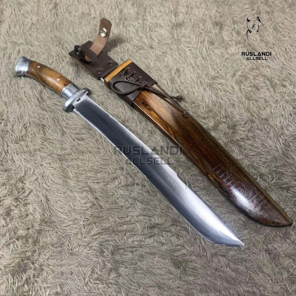 Pisau Sembelih Kambing Sapi Original Pisau Bahan Sup9 Fulltang RUSLANDI Kayu Sonokeling Panjang 30cm