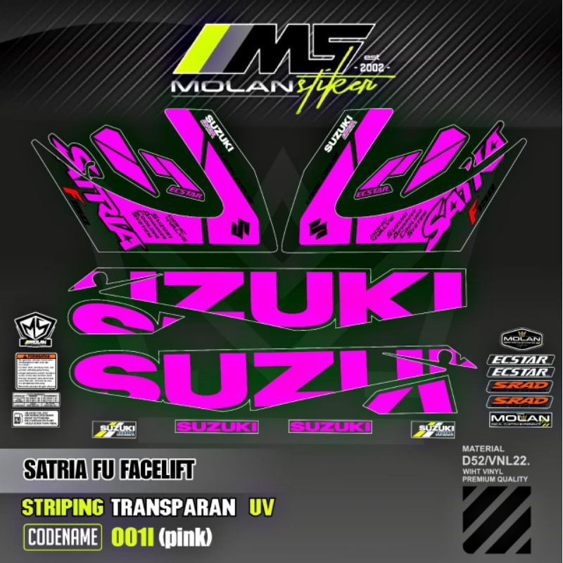 Decal Sticker Striping Variasi Transparan Uv Satria Fu Facelift Livery Ecstar Raider R 150 Suzuki Sa