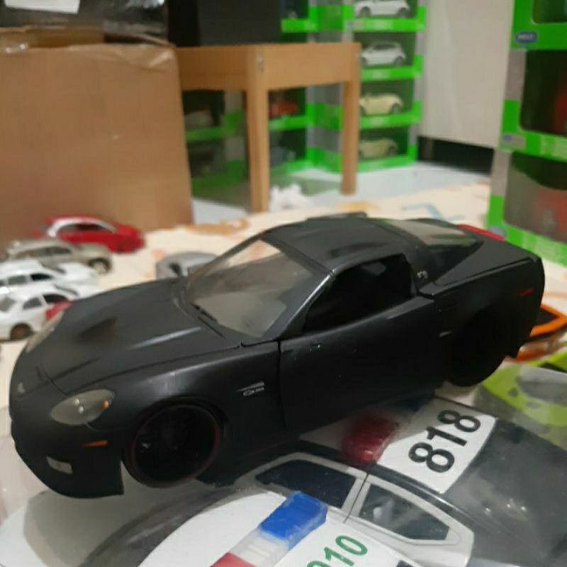 Diecast Jada Skala 1:24 Corvette Z06 2006 Black Doff Rare Bekas
