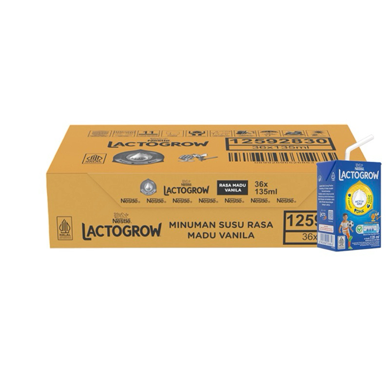 

Lactogrow KARTONAN Susu UHT Madu Vanila Kotak 36 x 135 ml.