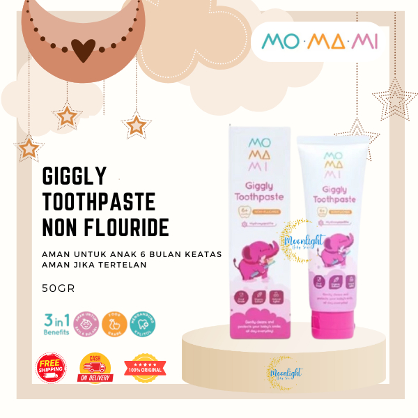 Momami Giggly Toothpaste With Non Flouride 50gr (6Bulan+) – Pasta Gigi Anak dengan Perlindungan Maks