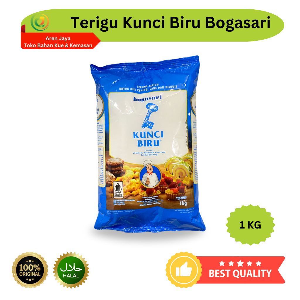 

Tepung Terigu Kunci Biru Bogasari Protein Rendah 1 Kg Original