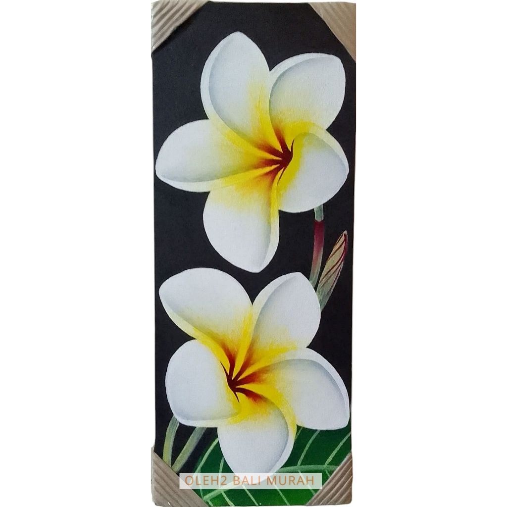 Lukisan Jepun/Bunga Kamboja Bali 20x50cm Asli Buatan Tangan – Sentuhan Seni Tradisional Bali
