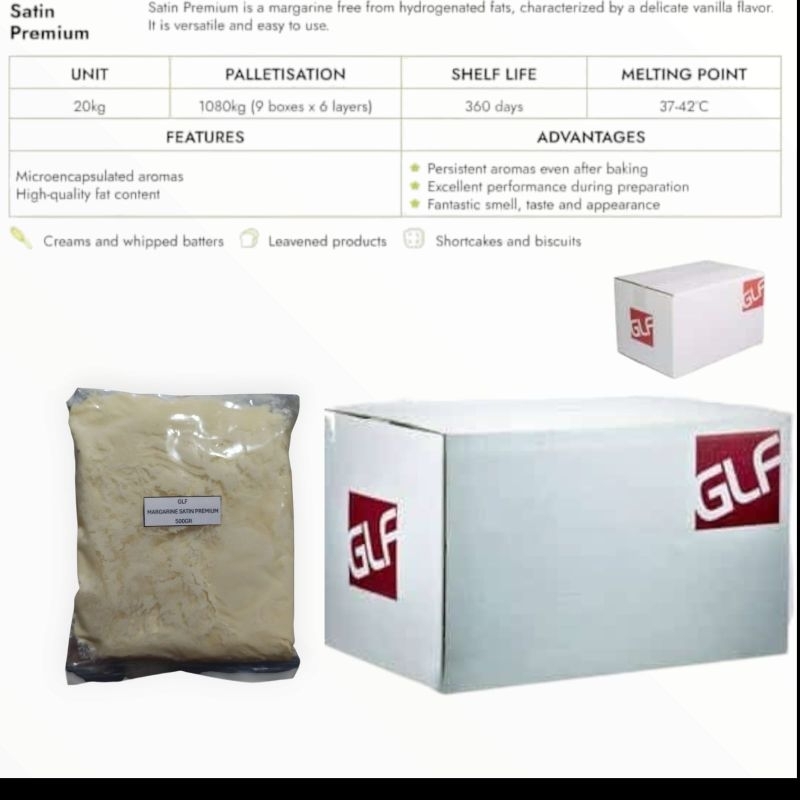 

Margarine GLF Satin Premium ukuran 1kg dan 500gr