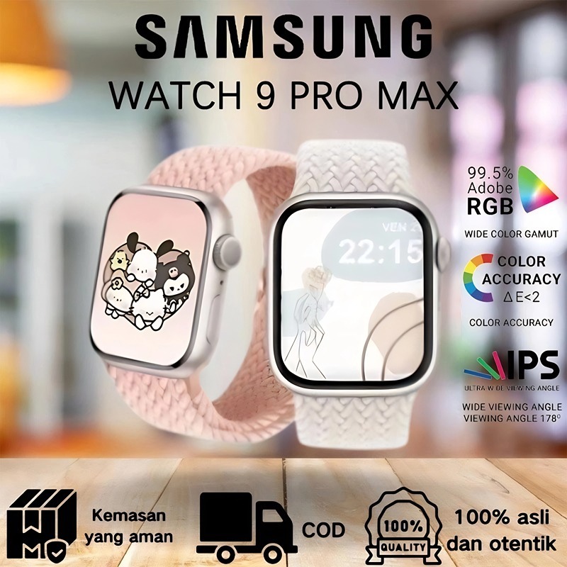 New 100% OriginalSamsung Watch 9 Pro Max Smart Watch 2.2 Inci Layar Sentuh SmartWatch Wanita Pria