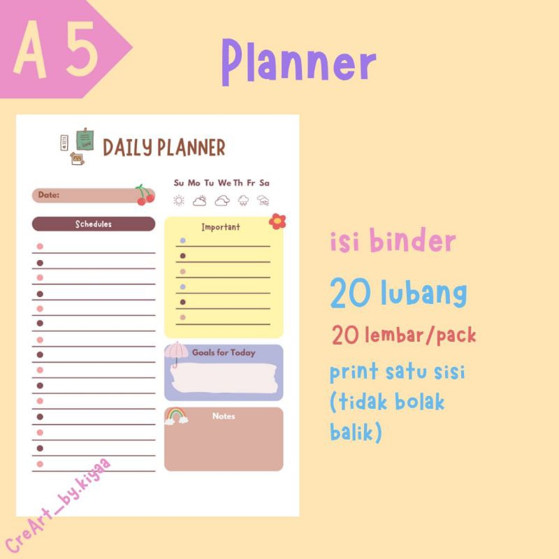 

Planner | isi Binder | binder planner | lengkap
